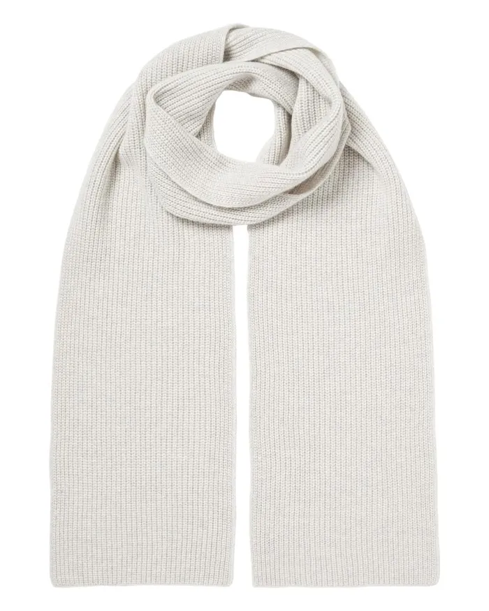 NPeal Cashmere Scarves WomenMen Unisex Ribbed Cashmere Scarf Pebble Grey