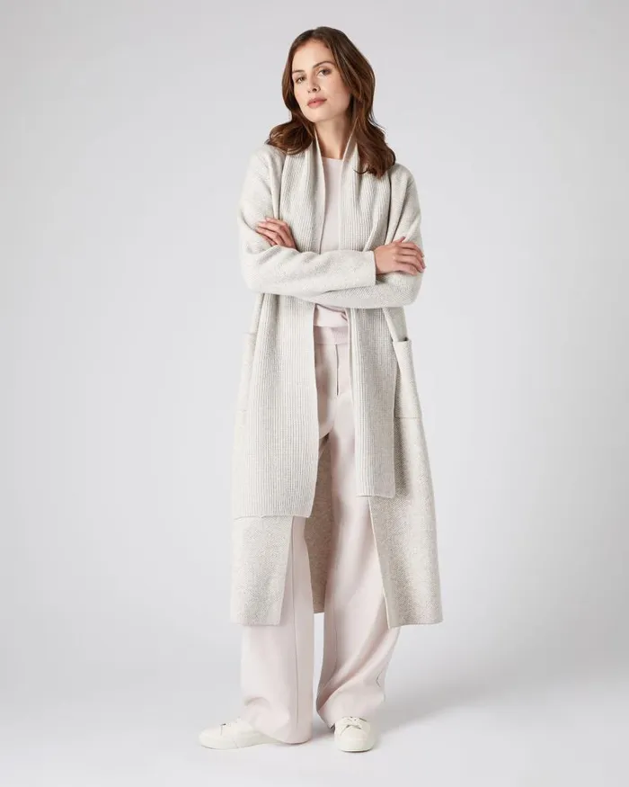 NPeal Cashmere Scarves WomenMen Unisex Ribbed Cashmere Scarf Pebble Grey