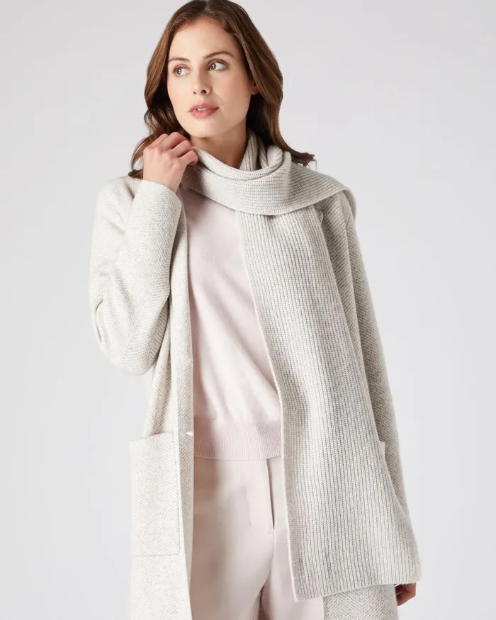 NPeal Cashmere Scarves WomenMen Unisex Ribbed Cashmere Scarf Pebble Grey