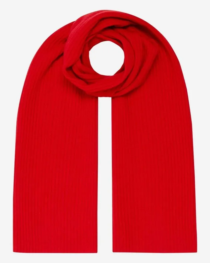 NPeal Cashmere Scarves WomenMen Unisex Short Ribbed Cashmere Scarf Red
