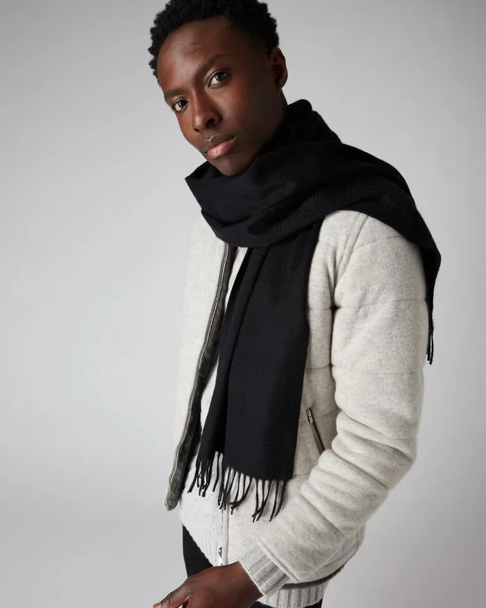 NPeal Cashmere Scarves WomenMen Unisex Woven Cashmere Scarf Black