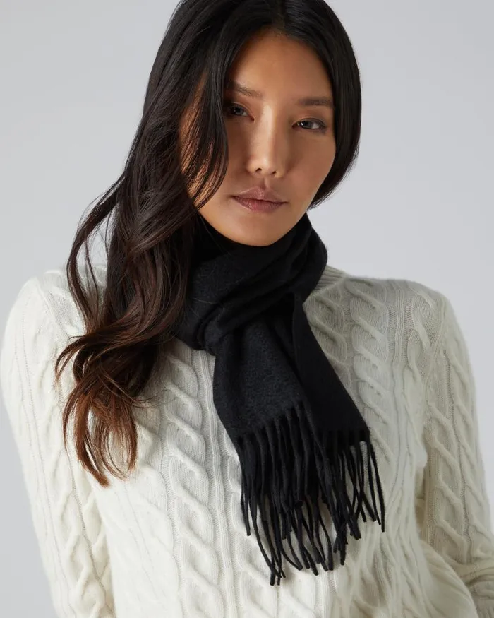 NPeal Cashmere Scarves WomenMen Unisex Woven Cashmere Scarf Black