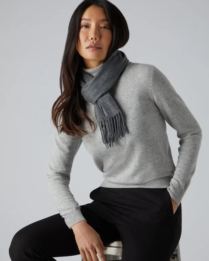 NPeal Cashmere Scarves WomenMen Unisex Woven Cashmere Scarf Elephant Grey