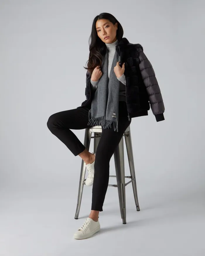 NPeal Cashmere Scarves WomenMen Unisex Woven Cashmere Scarf Elephant Grey