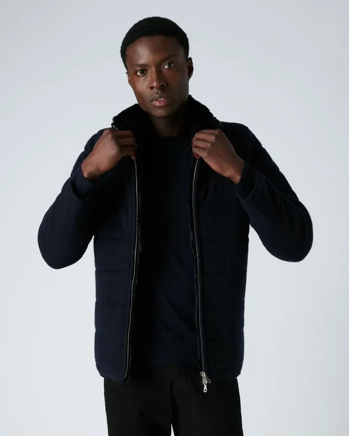 NPeal Coats and Jackets Men Whistler Fur Quilted Jacket Navy Blue