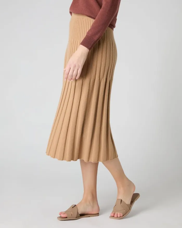 NPeal Dresses and Skirts Women Cashmere Ribbed Skirt Sahara Brown