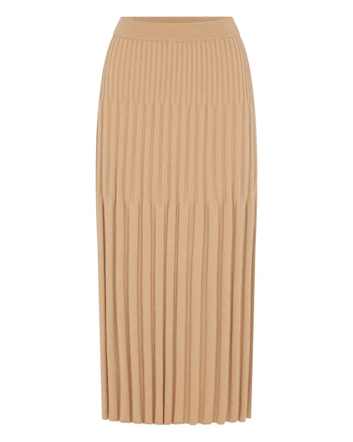 NPeal Dresses and Skirts Women Cashmere Ribbed Skirt Sahara Brown