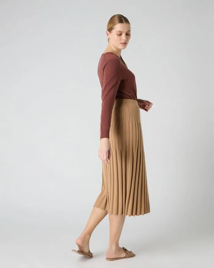 NPeal Dresses and Skirts Women Cashmere Ribbed Skirt Sahara Brown