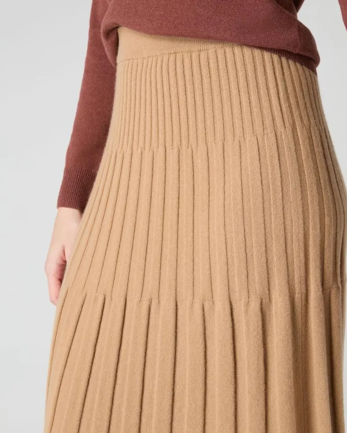 NPeal Dresses and Skirts Women Cashmere Ribbed Skirt Sahara Brown