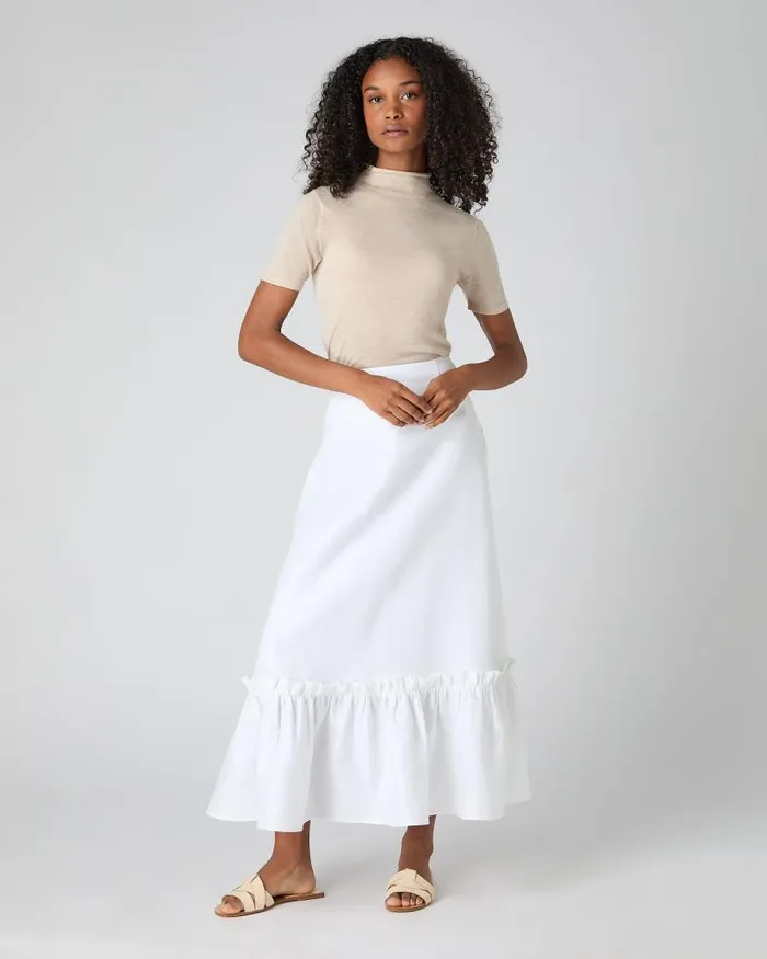 NPeal Dresses and Skirts Women Sofia Ruffle Linen Skirt White