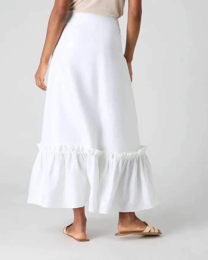 NPeal Dresses and Skirts Women Sofia Ruffle Linen Skirt White