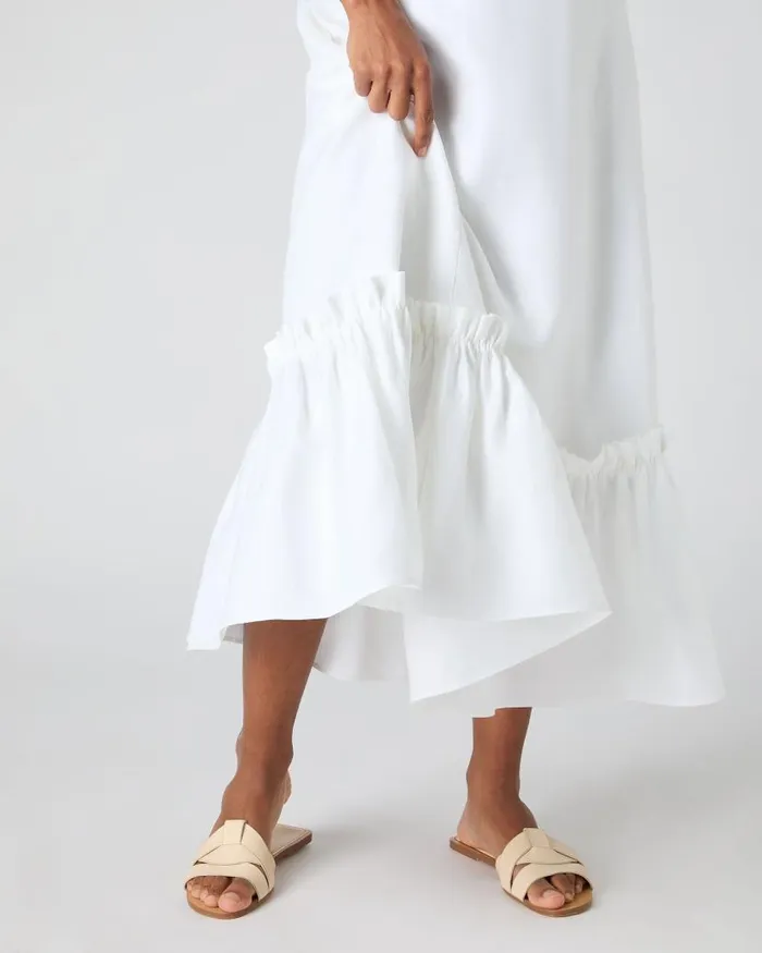 NPeal Dresses and Skirts Women Sofia Ruffle Linen Skirt White