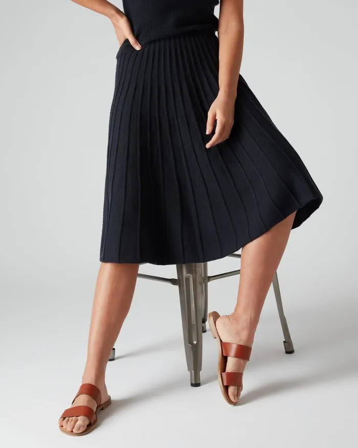 NPeal Dresses and Skirts Women Wide Rib Skirt Navy Blue