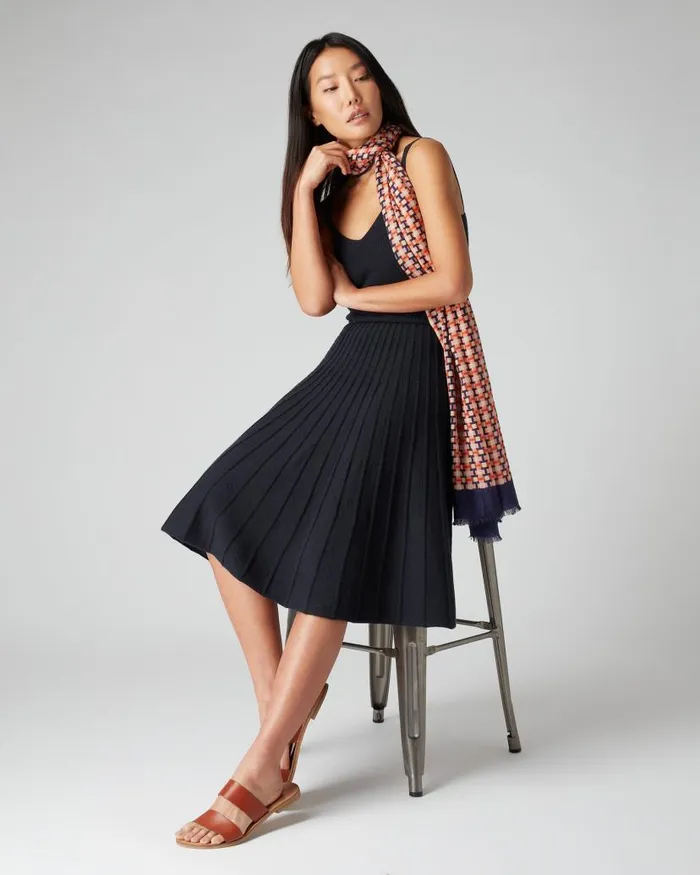 NPeal Dresses and Skirts Women Wide Rib Skirt Navy Blue