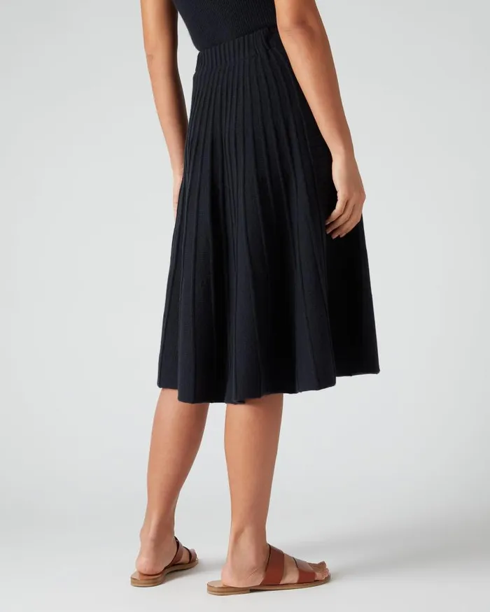NPeal Dresses and Skirts Women Wide Rib Skirt Navy Blue
