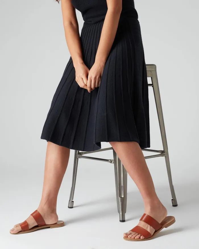 NPeal Dresses and Skirts Women Wide Rib Skirt Navy Blue