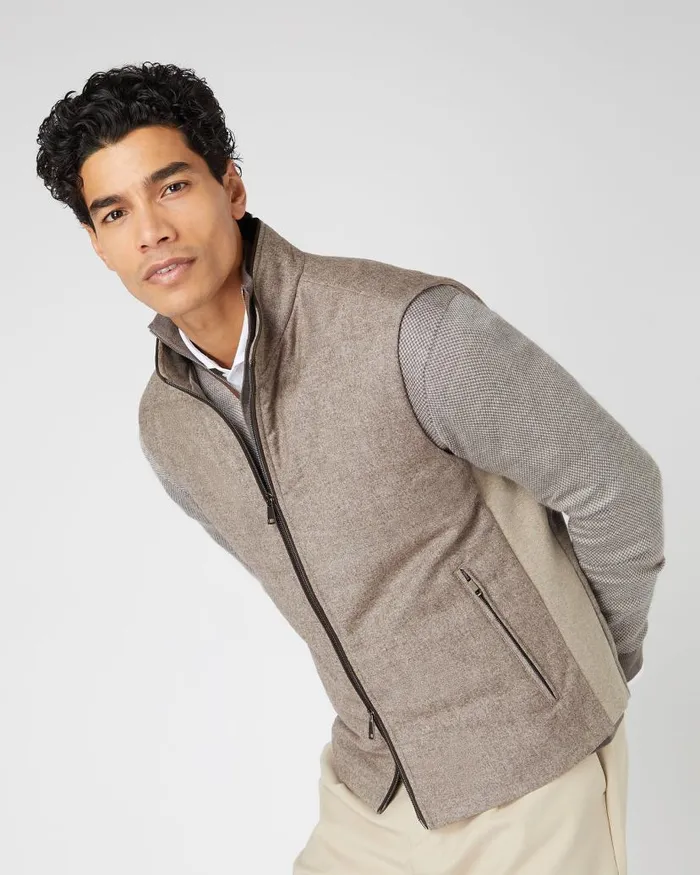 NPeal Gilets and Waistcoats Men Belgravia Wool Blend Gilet Brown