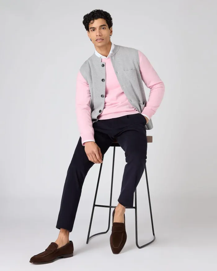 NPeal Gilets and Waistcoats Men Penzance Cotton Cashmere Gilet Fumo Grey