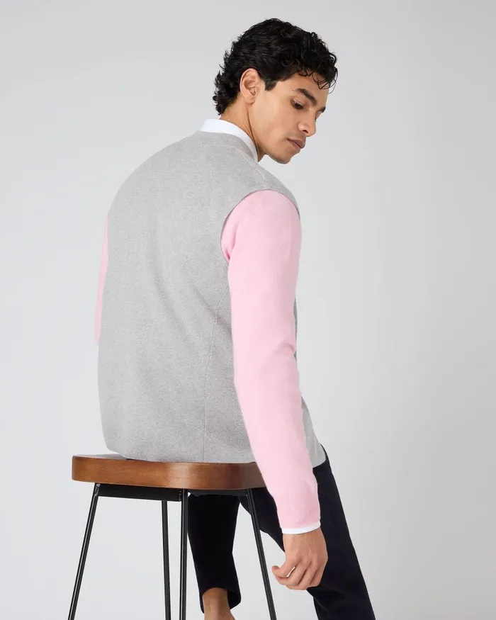 NPeal Gilets and Waistcoats Men Penzance Cotton Cashmere Gilet Fumo Grey