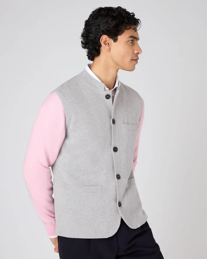 NPeal Gilets and Waistcoats Men Penzance Cotton Cashmere Gilet Fumo Grey