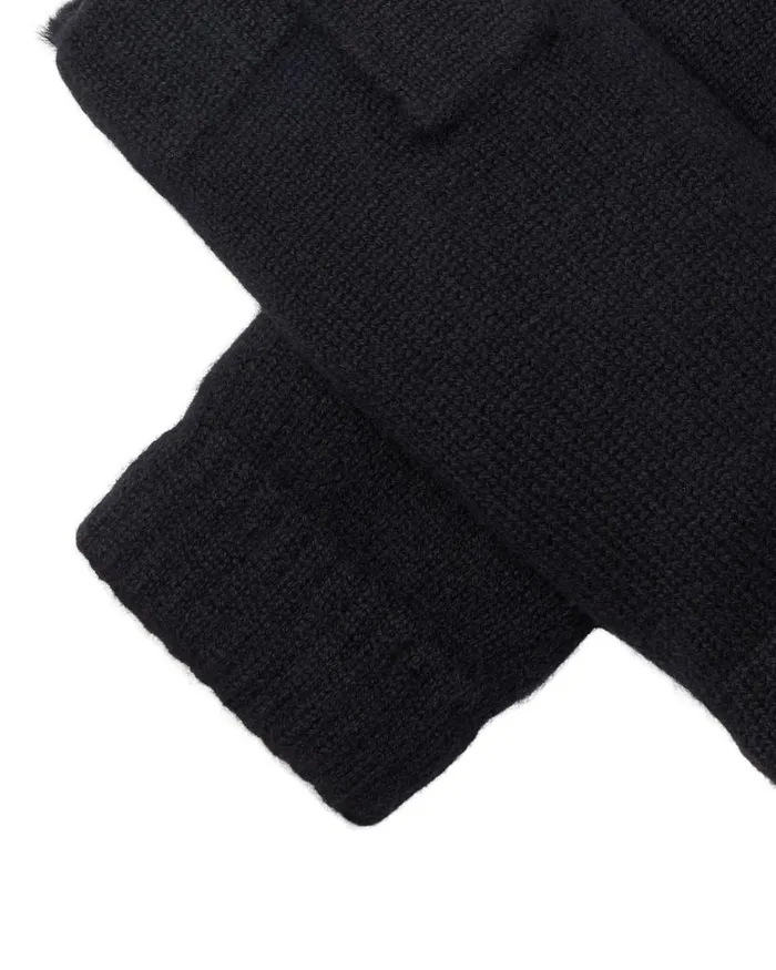 NPeal Gloves WomenMen Unisex Fur Lined Fingerless Cashmere Gloves Black
