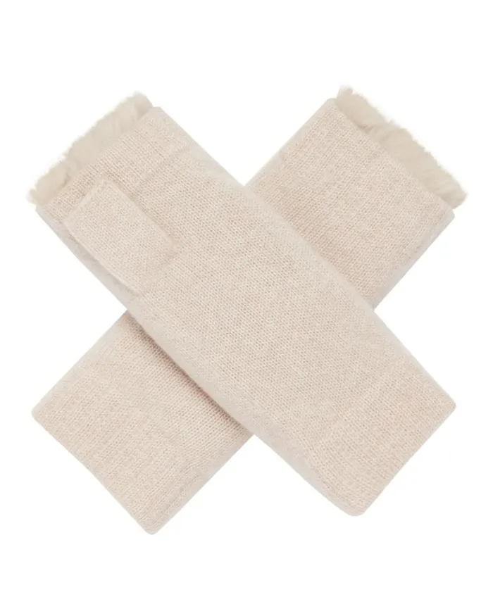 NPeal Gloves WomenMen Unisex Fur Lined Fingerless Cashmere Gloves Heather Beige Brown