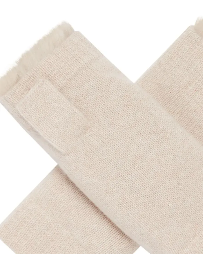 NPeal Gloves WomenMen Unisex Fur Lined Fingerless Cashmere Gloves Heather Beige Brown