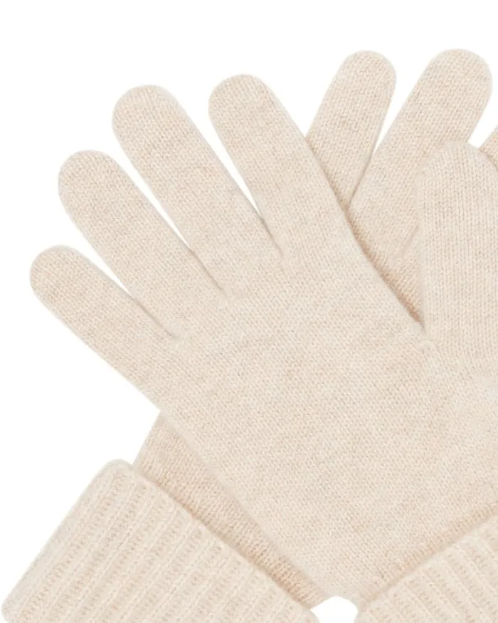 NPeal Gloves Women Ribbed Cashmere Gloves Heather Beige Brown