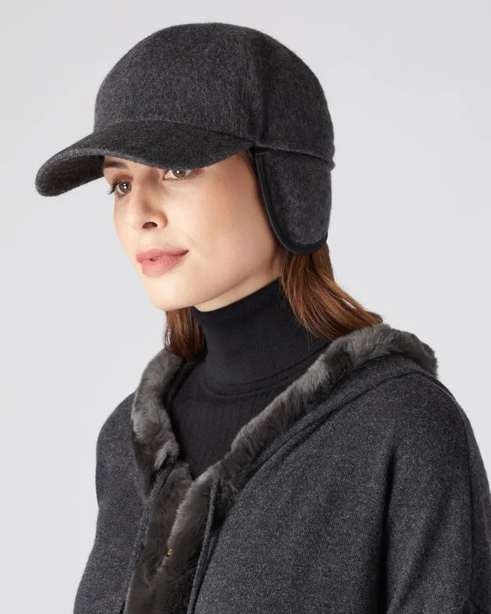 NPeal Hats WomenMen Unisex Cashmere Cap Dark Grey