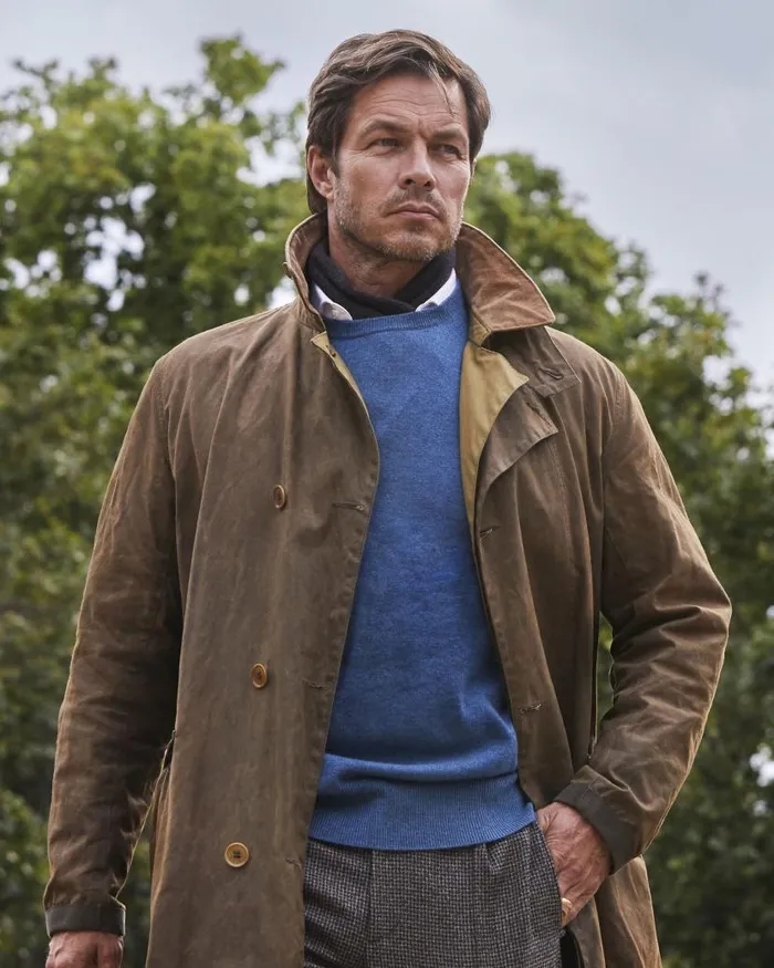 NPeal Jumpers Men 007 Crew Neck Cashmere Jumper Blue Wave