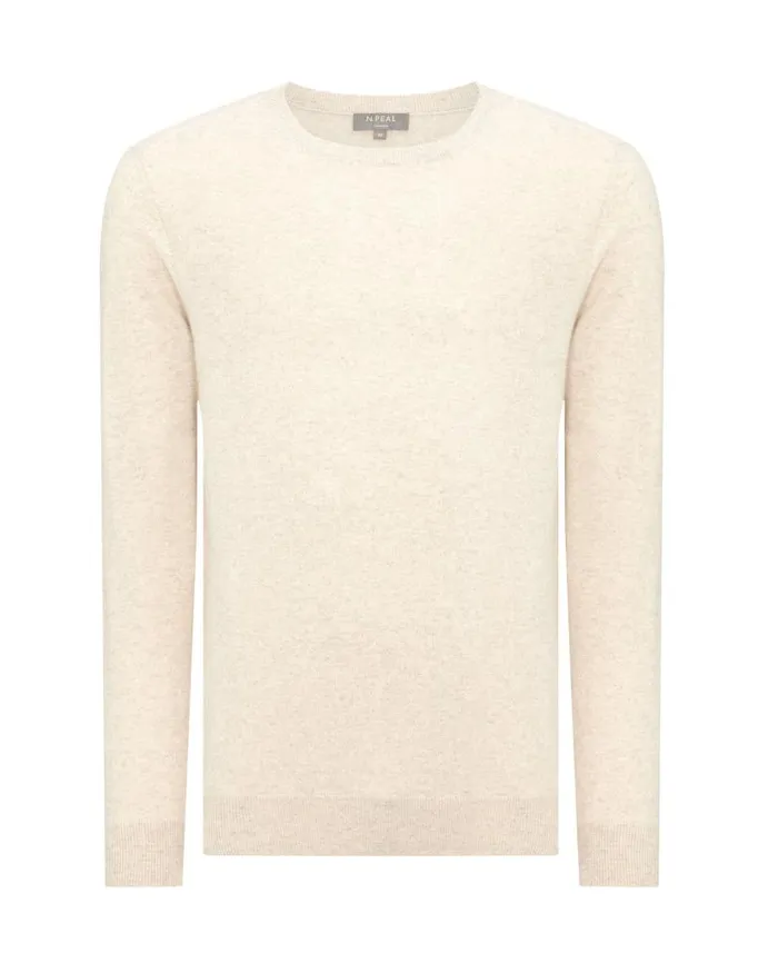 NPeal Jumpers Men Baby Cashmere Round Neck Jumper Oatmeal Brown