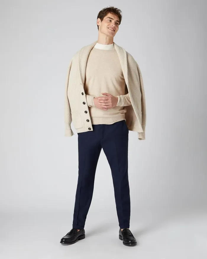 NPeal Jumpers Men Baby Cashmere Round Neck Jumper Oatmeal Brown