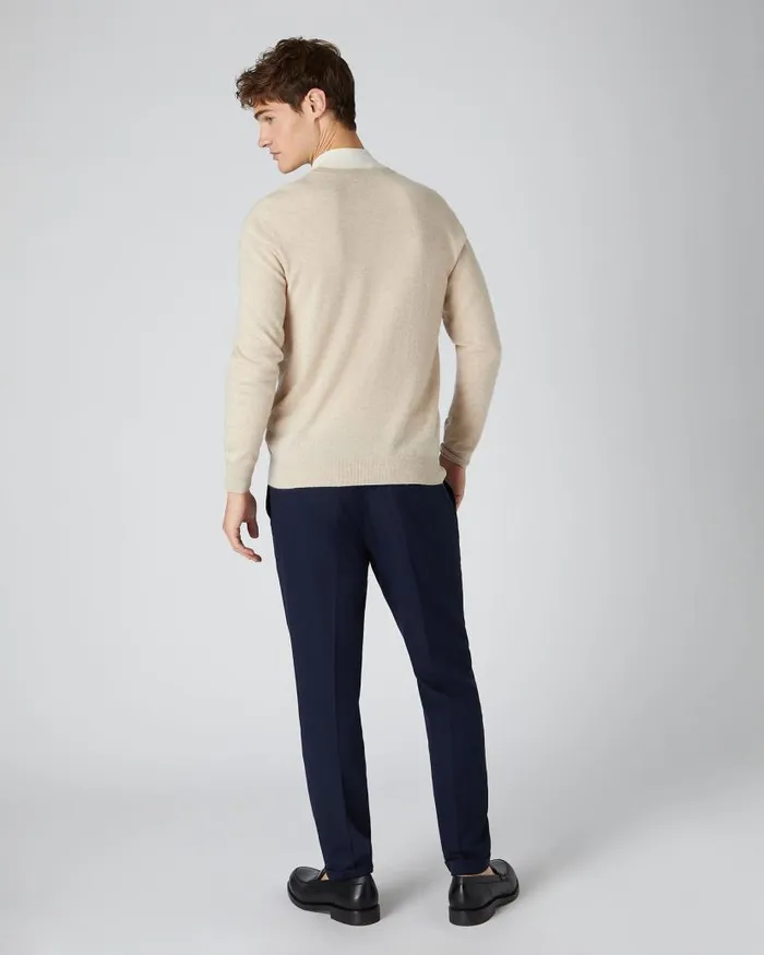 NPeal Jumpers Men Baby Cashmere Round Neck Jumper Oatmeal Brown