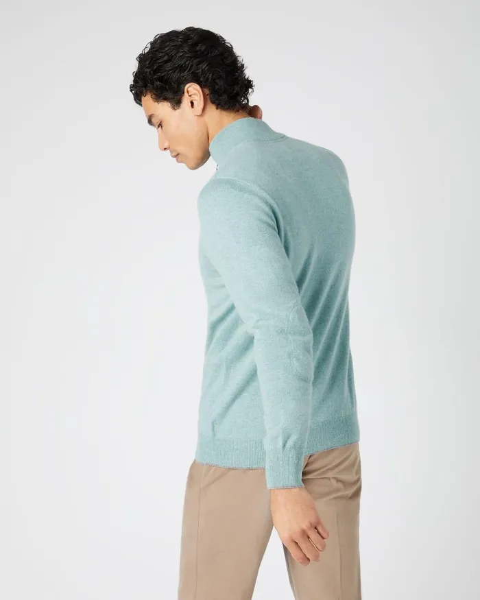 NPeal Jumpers Men Carnaby Half Zip Cashmere Jumper Oasis Green