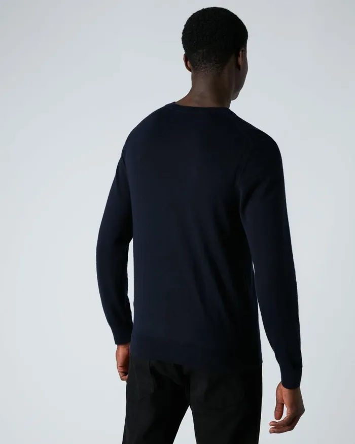 NPeal Jumpers Men Covent Fine Gauge Cashmere Round Neck Jumper Navy Blue