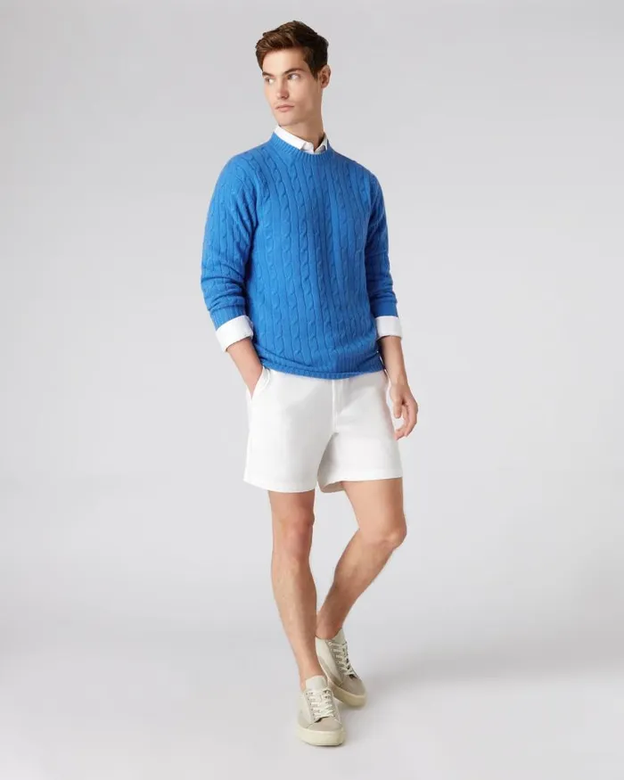 NPeal Jumpers Men The Thames Cable Cashmere Jumper Zanzibar Blue