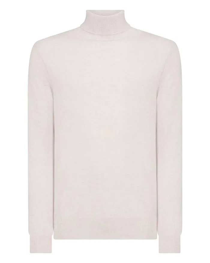 NPeal Jumpers Men Trafalgar Roll Neck Cashmere Jumper Frost White
