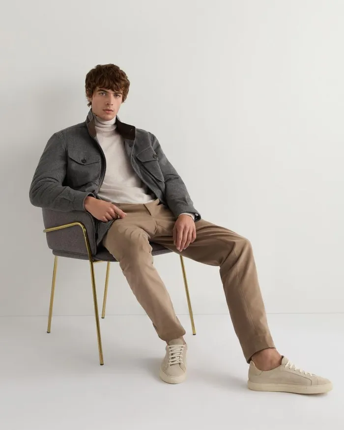 NPeal Jumpers Men Trafalgar Roll Neck Cashmere Jumper Frost White