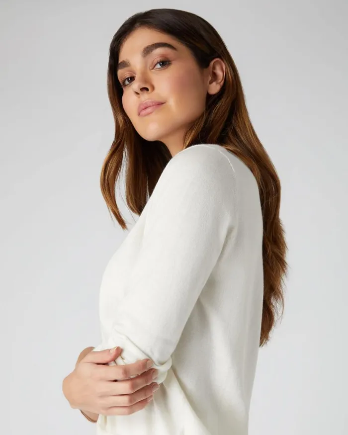 NPeal Jumpers Women Cotton Cashmere Jumper New Ivory White