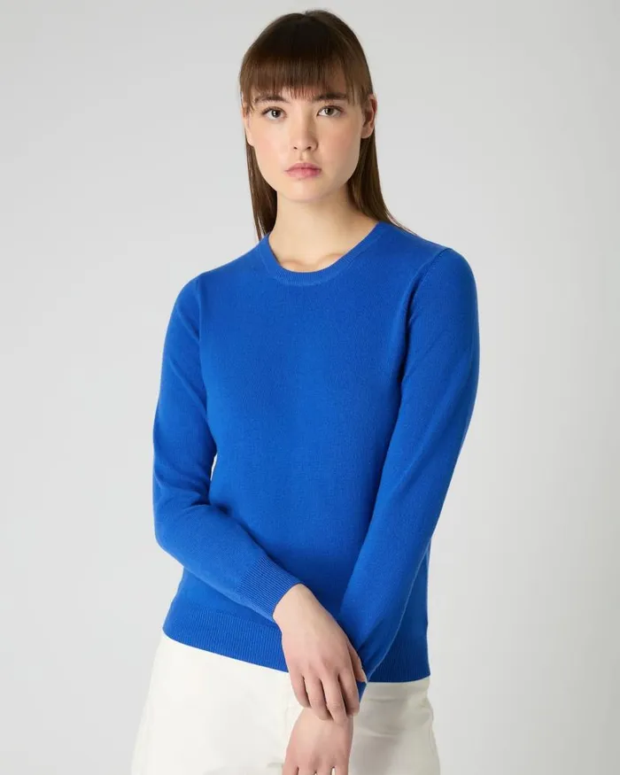 NPeal Jumpers Women Evie Classic Round Neck Cashmere Jumper Sonic Blue