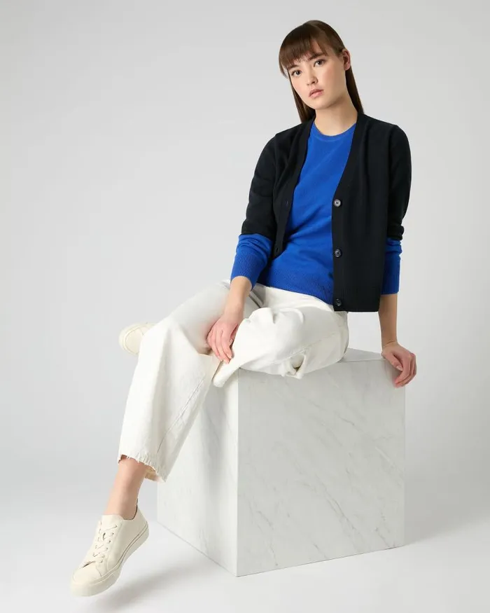 NPeal Jumpers Women Evie Classic Round Neck Cashmere Jumper Sonic Blue