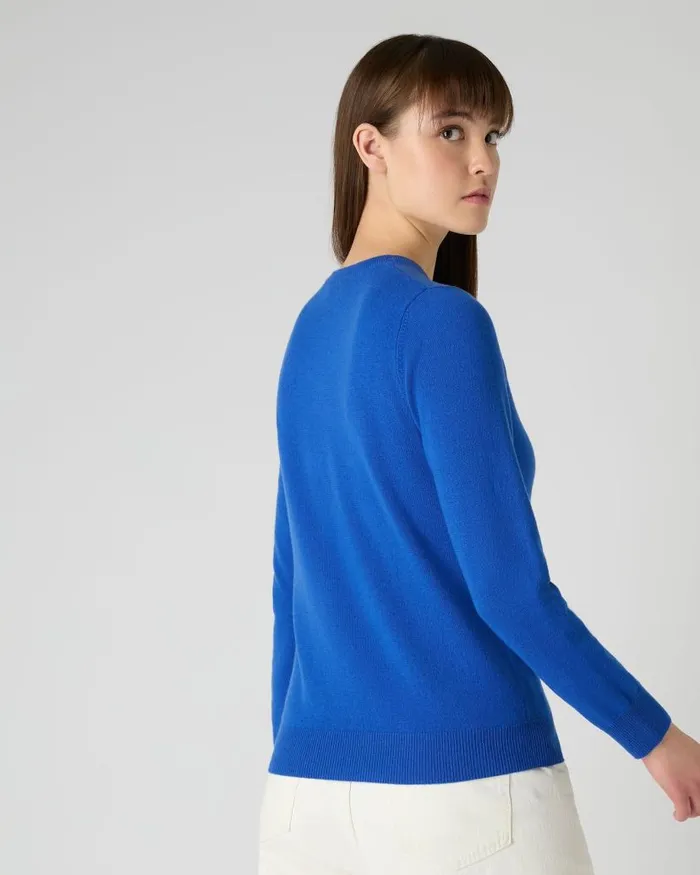 NPeal Jumpers Women Evie Classic Round Neck Cashmere Jumper Sonic Blue