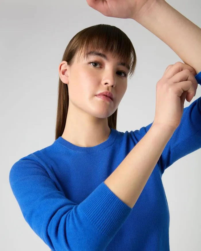 NPeal Jumpers Women Evie Classic Round Neck Cashmere Jumper Sonic Blue