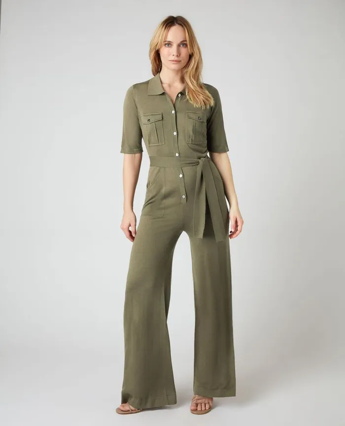 NPeal Leggings and Trousers Women Safari Jumpsuit Khaki Green
