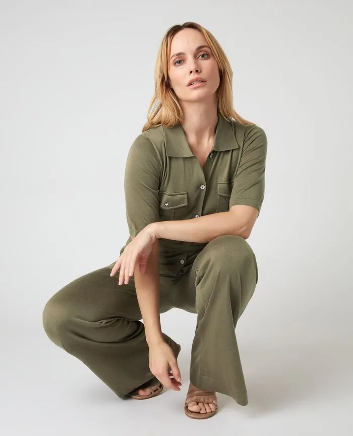 NPeal Leggings and Trousers Women Safari Jumpsuit Khaki Green