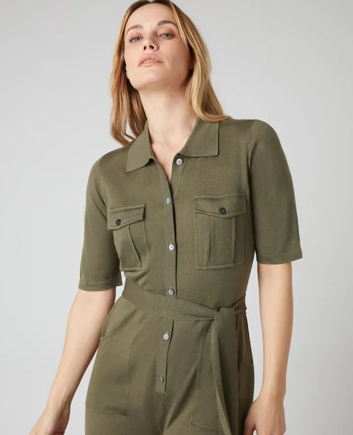 NPeal Leggings and Trousers Women Safari Jumpsuit Khaki Green