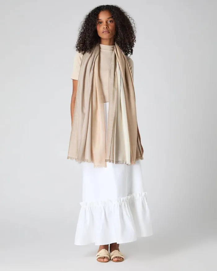 NPeal Pashminas Wraps and Shawls Women Four Layer Cashmere Silk Pashmina Scarf Beige Brown