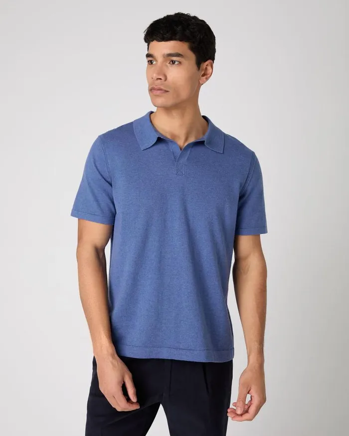 NPeal Polos and Tshirts Men Polo Cotton Cashmere TShirt Denim Blue