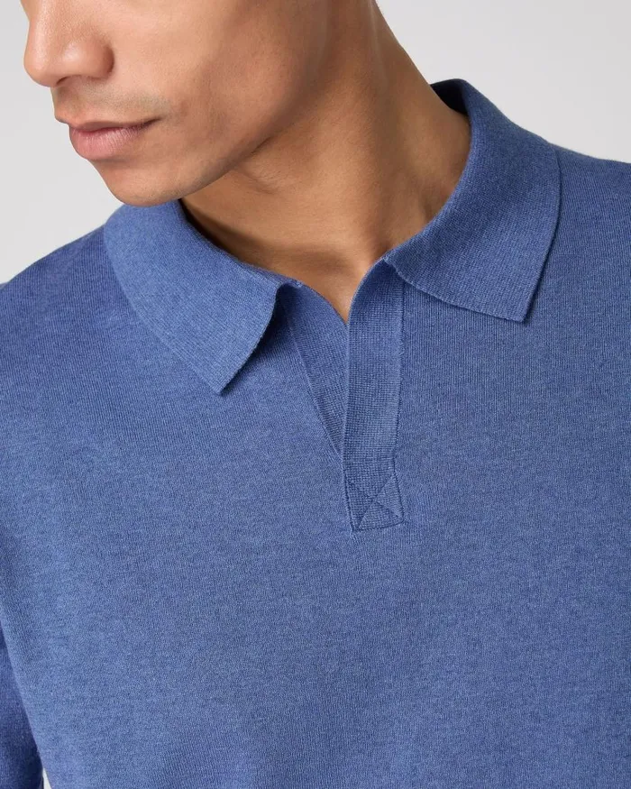 NPeal Polos and Tshirts Men Polo Cotton Cashmere TShirt Denim Blue