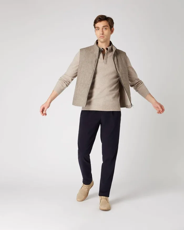 NPeal Polos and Tshirts Men Relaxed Polo Cashmere Shirt Oatmeal Brown
